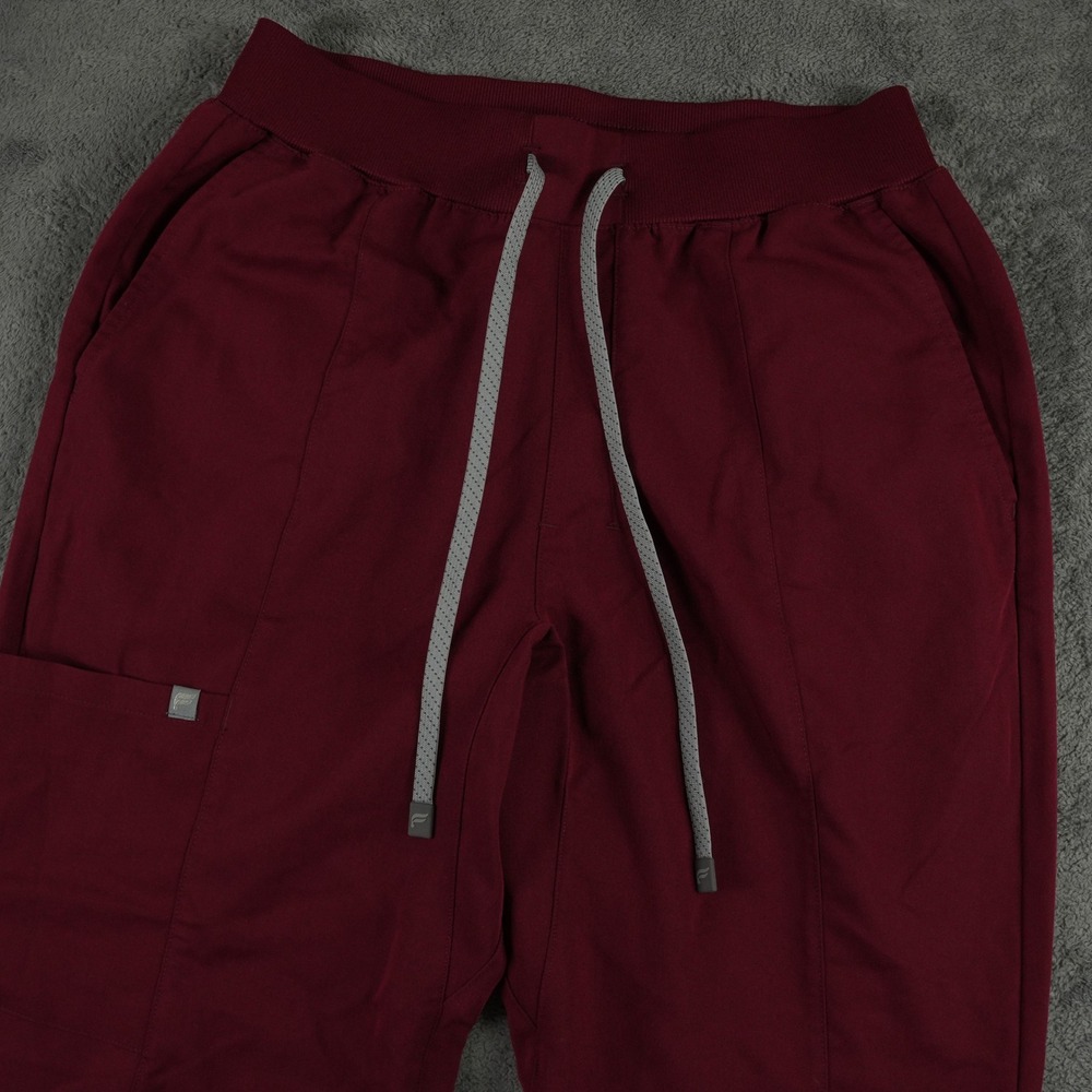 Fabletics Intake Scrub Pant Mens M Burgundy Drawstring Cargo Performance Medical